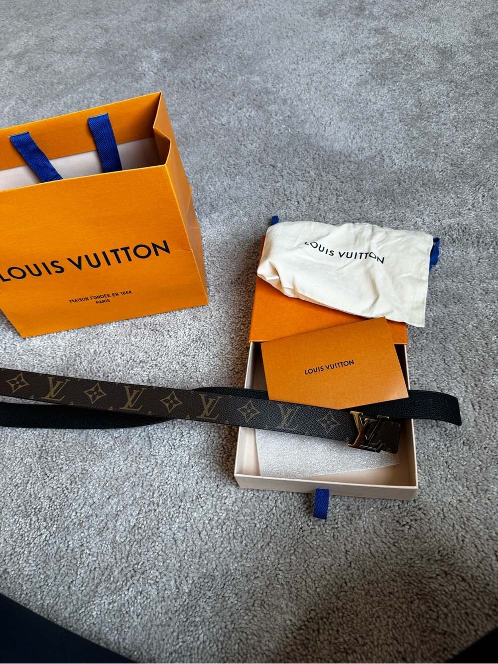 Louis Vuitton Monogram Men's Belt with Black Reverse and Gold Buckle
